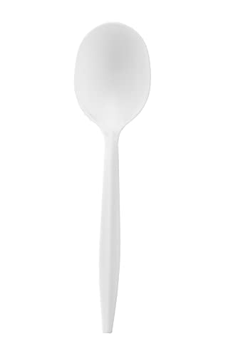 [1000 PCS] Plastic Disposable Soup Spoons Bulk, Black & White