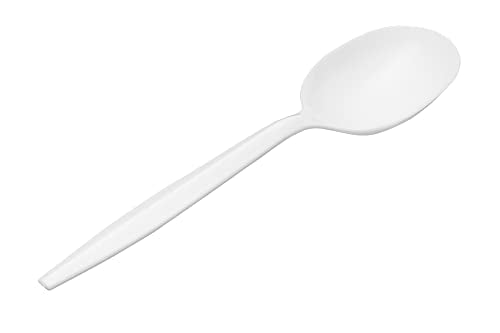 [1000 PCS] Plastic Disposable Soup Spoons Bulk, Black & White