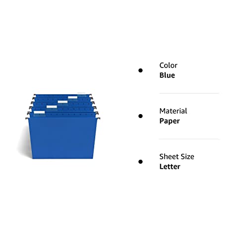 [25 Pack] Staples 163501 Hanging File Folders 5-Tab Letter Size Blue 25/Box (163501)