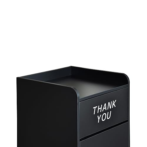 Flash Furniture Wood Tray Top Receptacle, Set of 1, Black