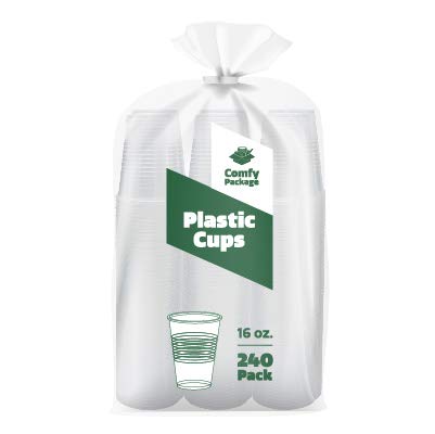 [240 PCS] 16 oz. Clear Disposable Plastic Cups, Cold Drink Cups
