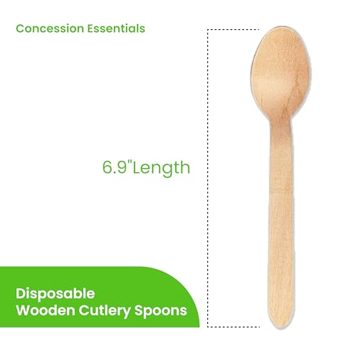 [100 CT] Disposable Wooden Cutlery Spoons, 6.25 Inch Length
