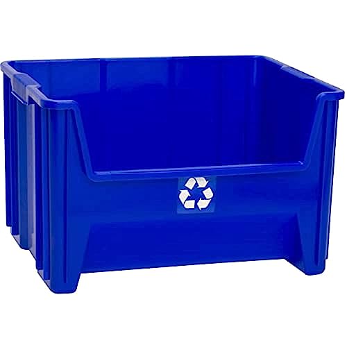 ReadySpace Commercial Stackable Open-Front Recycling Bin Box Containers, 7/12.5 Gallon, 3 Pack / 4 Pack