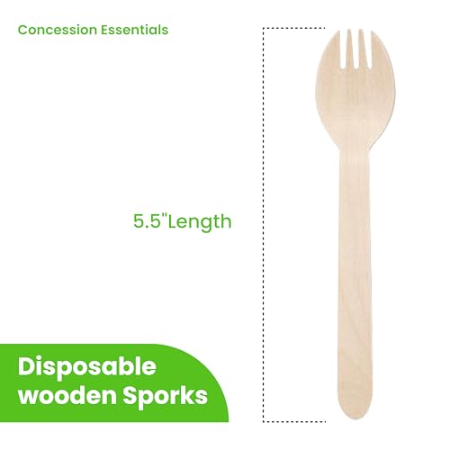 [100 CT] 5.5" Disposable Wooden Sporks