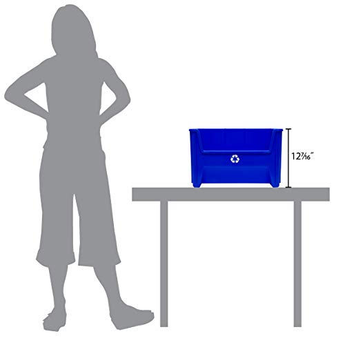 ReadySpace Commercial Stackable Open-Front Recycling Bin Box Containers, 7/12.5 Gallon, 3 Pack / 4 Pack