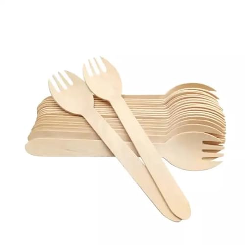 [100 CT] 5.5" Disposable Wooden Sporks