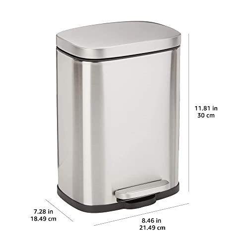 Amazon Basics Smudge Resistant Rectangular Trash Can - 5/12/30/50 Liter