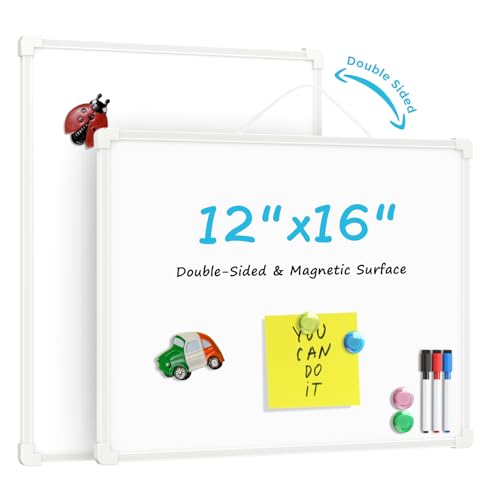 [1 Set] Double-Sided Dry Erase Board with 3 Markers, 4 Magnets, and 1 Eraser