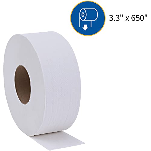 [12 Rolls] Genuine Joe 2-ply Jumbo Roll Dispenser Bath Tissue