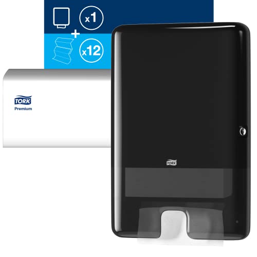 Multifold Hand Towel Dispenser Black H2, 250 Towels per Pack, 12 Packs