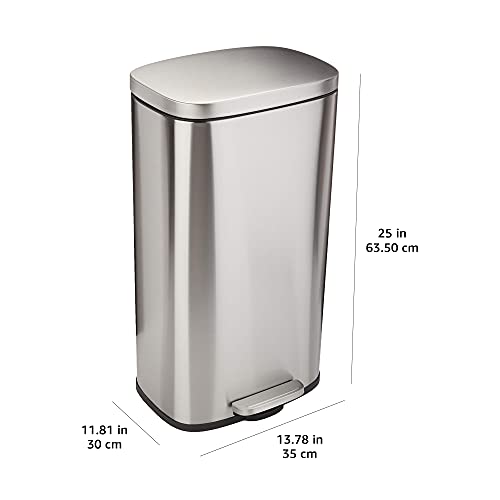 Amazon Basics Smudge Resistant Rectangular Trash Can - 5/12/30/50 Liter