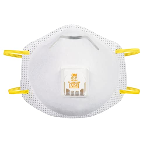 [5 PCS] 3M N95 Respirator 8511, NIOSH-Approved w/ 3M COOL FLOW Exhalation Valve