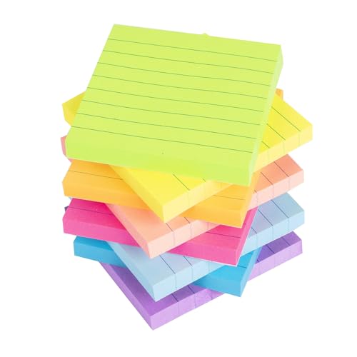 Lined Sticky Notes 3x3 in Bright Ruled Post Stickies, 82 Sheets/pad, 8 Pads/Pack