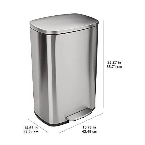 Amazon Basics Smudge Resistant Rectangular Trash Can - 5/12/30/50 Liter