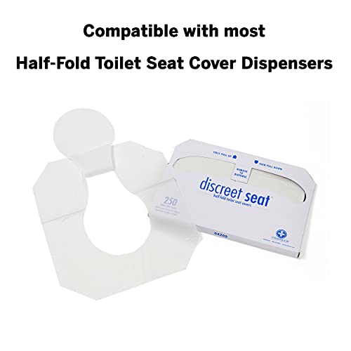 Discreet Seat Half-Fold Toilet Seat Covers, 14.25 X 16.5, White, 250/pack, 20 Packs/carton