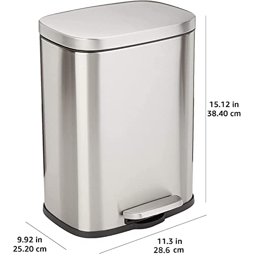 Amazon Basics Smudge Resistant Rectangular Trash Can - 5/12/30/50 Liter