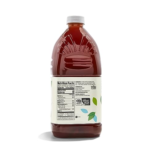 [1 Bottle] Organic Unsweetened Black Tea, 64 Fl Oz