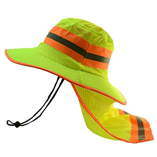 [1 PC] High Visibility Reflective Work Safety Boonie Hat with Adjustable Strap