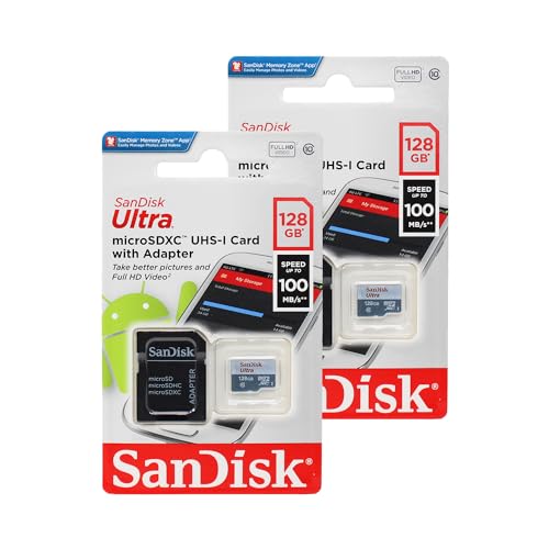 [2 Packs] 128GB X 2 MicroSD HC Ultra Uhs-1 Memory Card