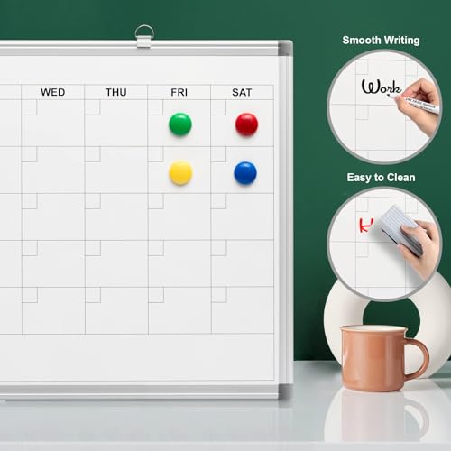 [1 Set] Monthly Calendar Magnetic Dry Erase Whiteboard, 24" x 18"