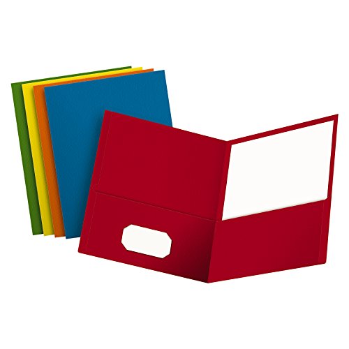 [25 Pack] Oxford Two-Pocket Folders, Assorted Colors, Letter Size(57513)