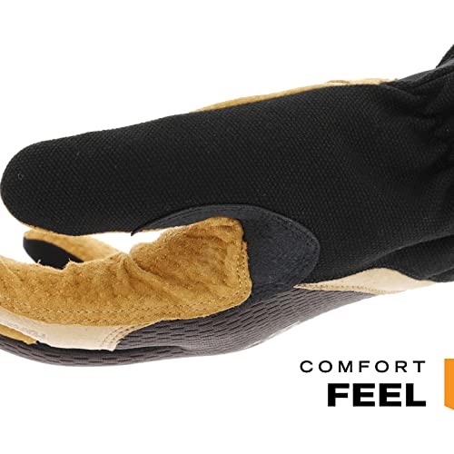 [1 Pair] Durahide Leather Work Glove with Elastic Cuff for Secure Fit