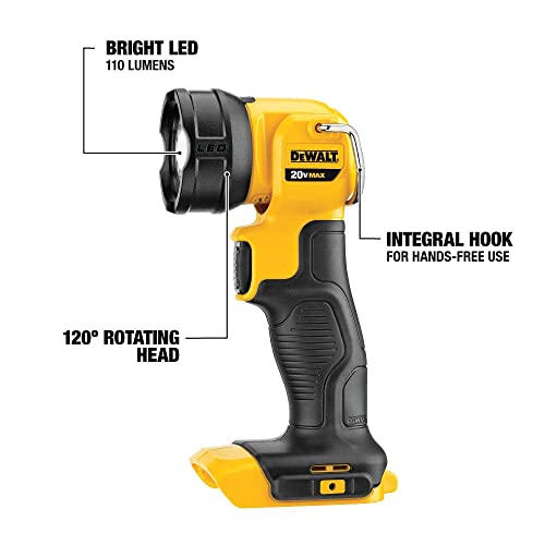 DEWALT 20V MAX LED Work Light, Handheld Spotlight with 508 Yard Distance, Pivoting Head, 1500 Lumens, Cordless, Battery Not Included (DCL043)