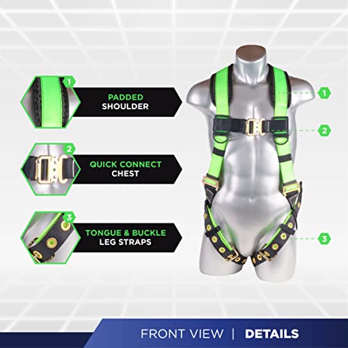 [1 Pack] Fall Protection 5pt Safety Harness w/ OSHA ANSI Compliant Personal Equipment