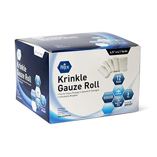 Sterile Krinkle Gauze [6 or 12 Rolls]- 4.5'' x 4.1 Yards Rolls - Cotton Wound Dressing Sterile Wraps