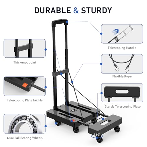 Folding Hand Truck, 500 LB Heavy Duty Luggage Cart
