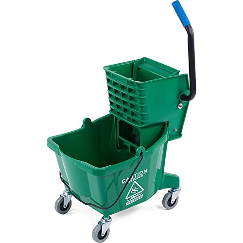 Mop Bucket with Side-Press Wringer for Floor Cleaning - Polypropylene, 26 Quarts, Green