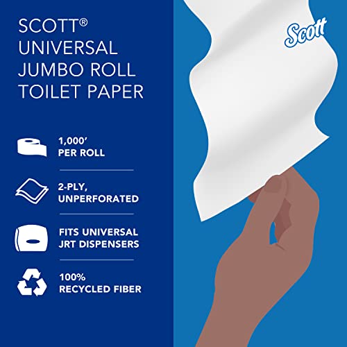 Scott® 100% Recycled Jumbo Roll Toilet Paper (1,000'/Roll, 12 Rolls/Case, 12,000'/Case)