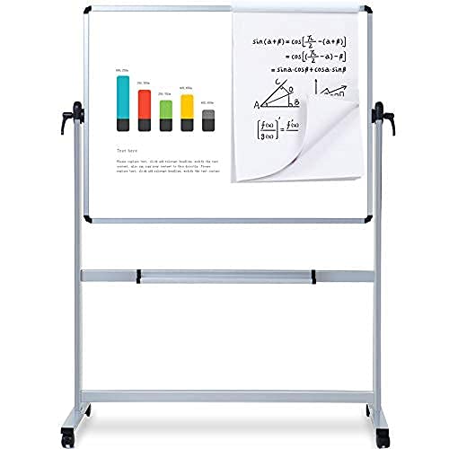 [1 Set] Double-Sided Magnetic Mobile Whiteboard with 3 Erasers