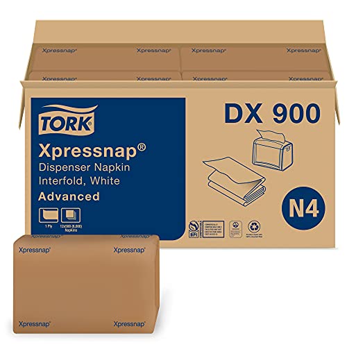Xpressnap® White Dispenser Napkin N4, Advanced, Interfold 1-ply, 13" x 8.5", 12 x 500 napkins, DX900