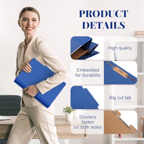 [24 Pack] 1 Divider Classification File Folder with Fastener Pressboard