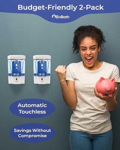 Automatic Wall Mounted Soap Dispenser for Bathroom (2-Pack White)