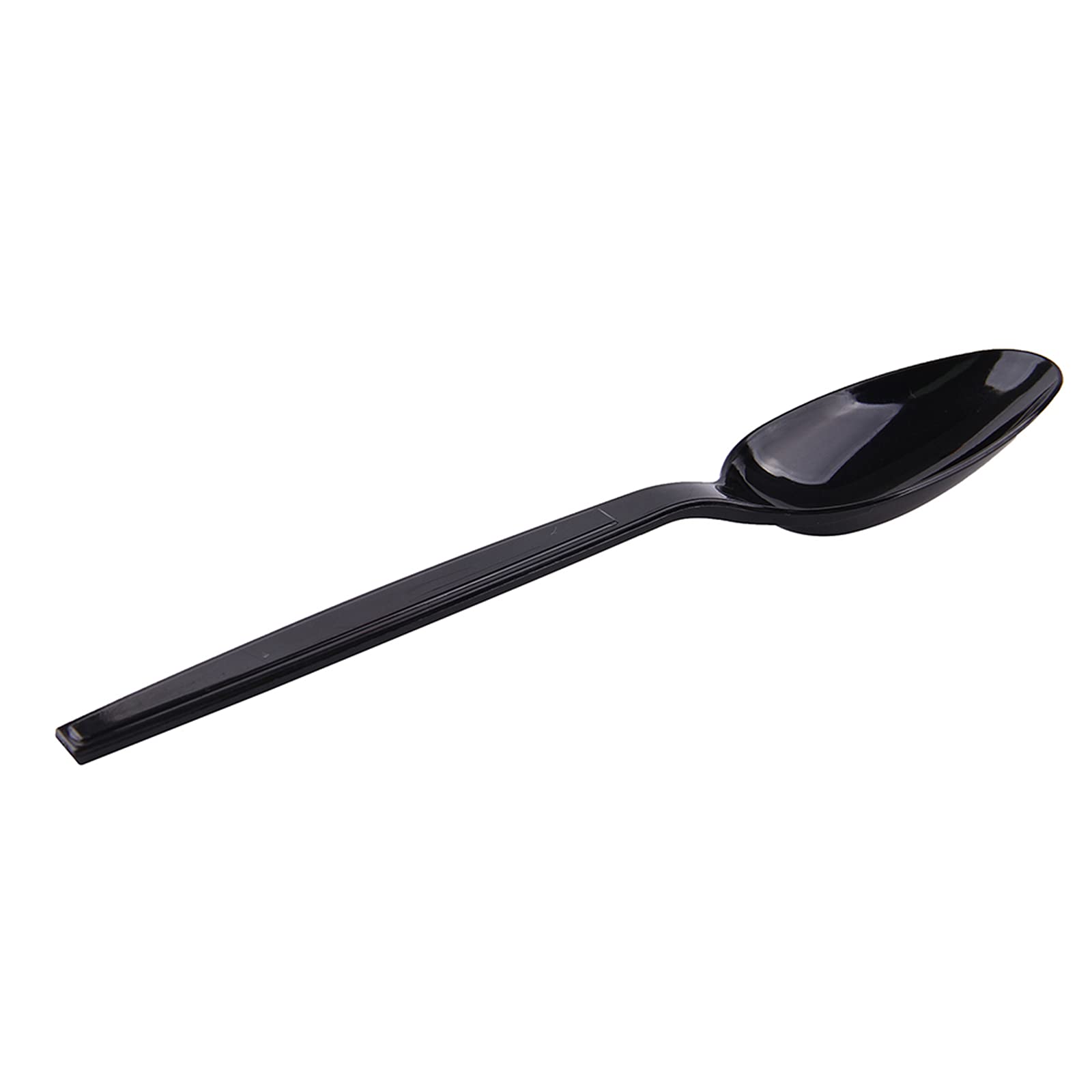 [100 PCS] Disposable Plastic Spoons, Individually Packaged, Black 7 Inch