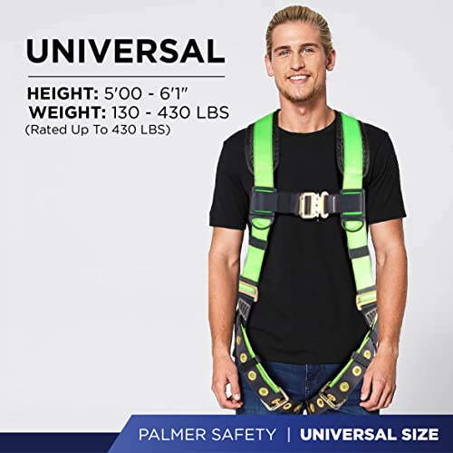 [1 Pack] Fall Protection 5pt Safety Harness w/ OSHA ANSI Compliant Personal Equipment