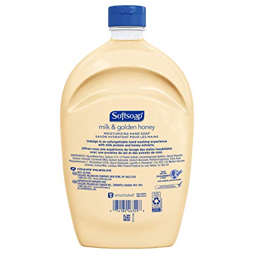 Softsoap Hand Soap Refill, Milk and Golden Honey (50oz bottle, Case of 6 Bottles)