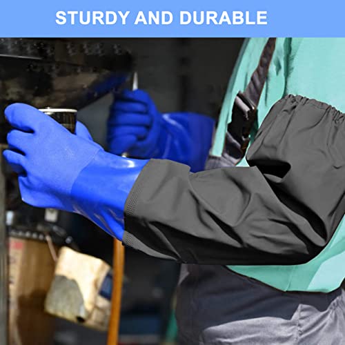 [1 Pair] Rubber Gloves Elbow Length Chemical Resistant Gloves with Cotton Lining Waterproof Gloves, 25 inches, Large