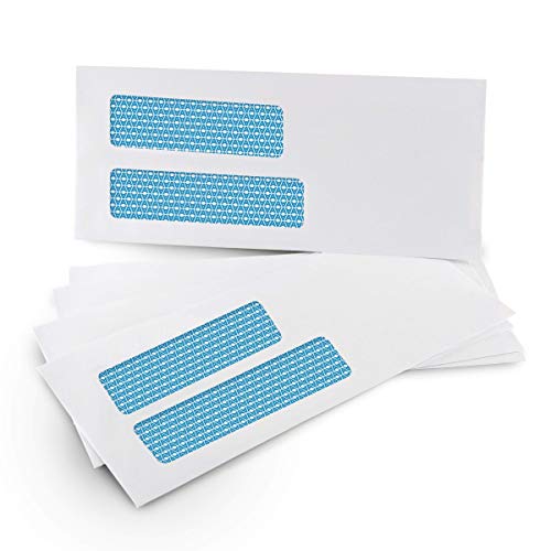 [100 Pack] #10 Double Window SELF Seal Security Envelopes -  Size 4-1/8 x 9-1/2 -White - 24 LB (30001-100)