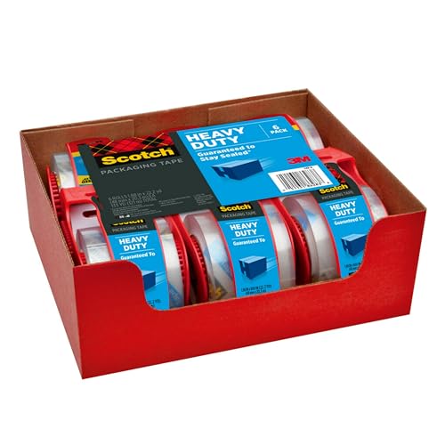 Scotch Heavy Duty Packaging Tape, 1.88" x 22.2 yd, 6 Rolls with Dispenser (142-6)