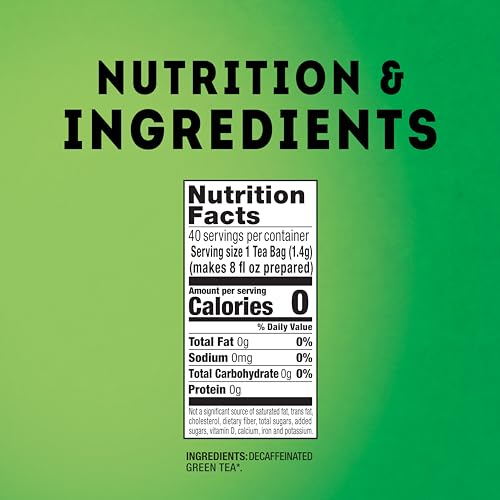 [240 Bags] Lipton Decaffeinated Green Tea Bags, Unsweetened Teabags, 40 tea bags x 6 boxes