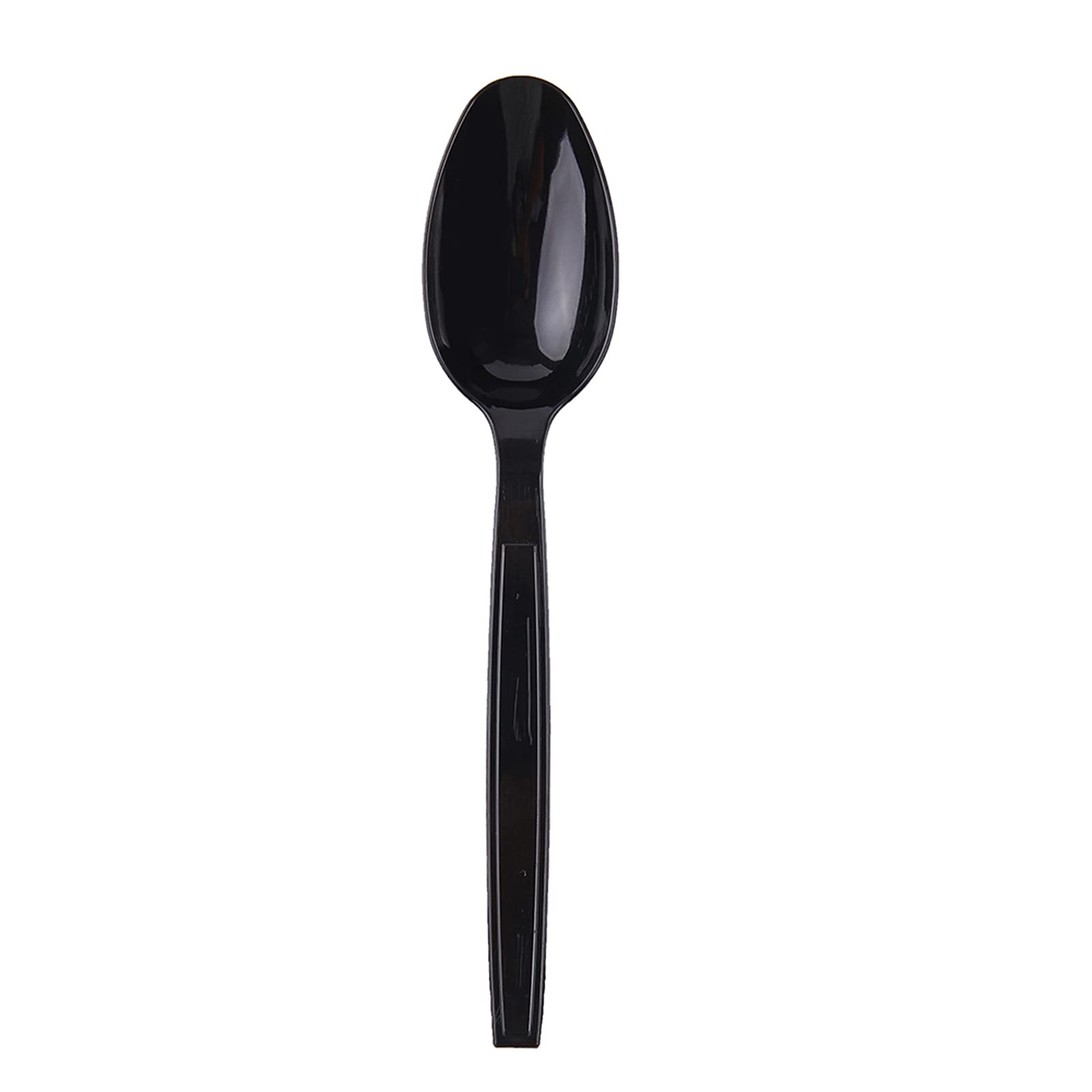 [100 PCS] Disposable Plastic Spoons, Individually Packaged, Black 7 Inch