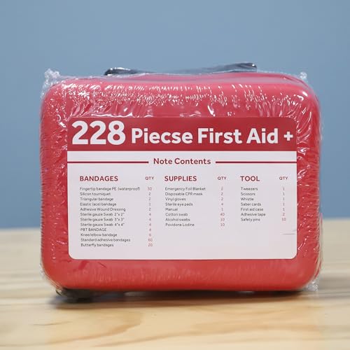 SHBC Waterproof First Aid Kit (228pcs) with All Basic or Advanced Supplies You Need.