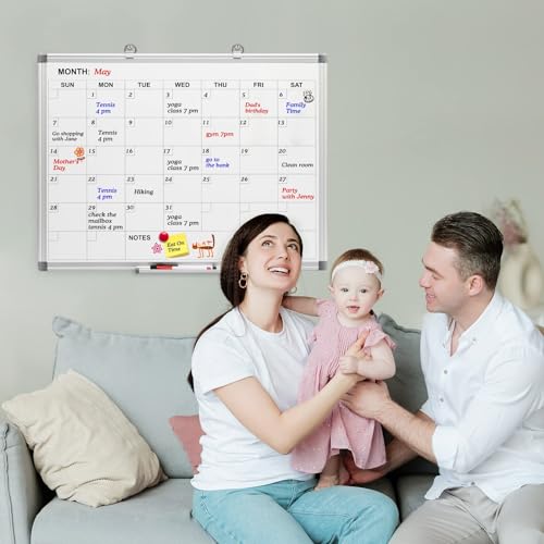 [1 Set] Monthly Calendar Magnetic Dry Erase Whiteboard, 24" x 18"