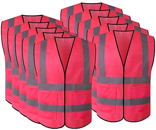 [10 Packs] High Visibility Safety Vest, ANSI Class 2 Security Vest