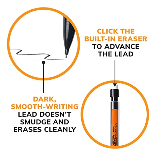 BIC Xtra-Smooth Mechanical Pencils with Erasers (MPCE40-BLK) (0.7mm), 40-Count Pack