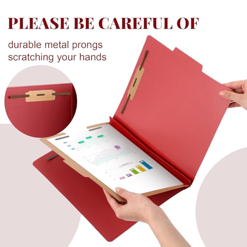[24 Pack] 1 Divider Classification File Folder with Fastener Pressboard