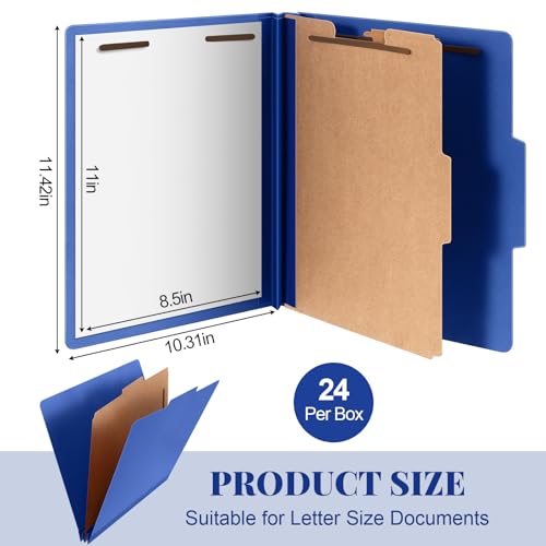 [24 Pack] 1 Divider Classification File Folder with Fastener Pressboard